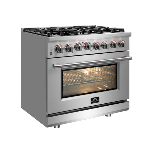 Massimo 30-inch Dual Fuel Range All Stainless Steel with 5 Sealed Burners 68,000BTU, Wok Support & Griddle, 4.32 cu.ft. True Convection Oven With Air Fryer
