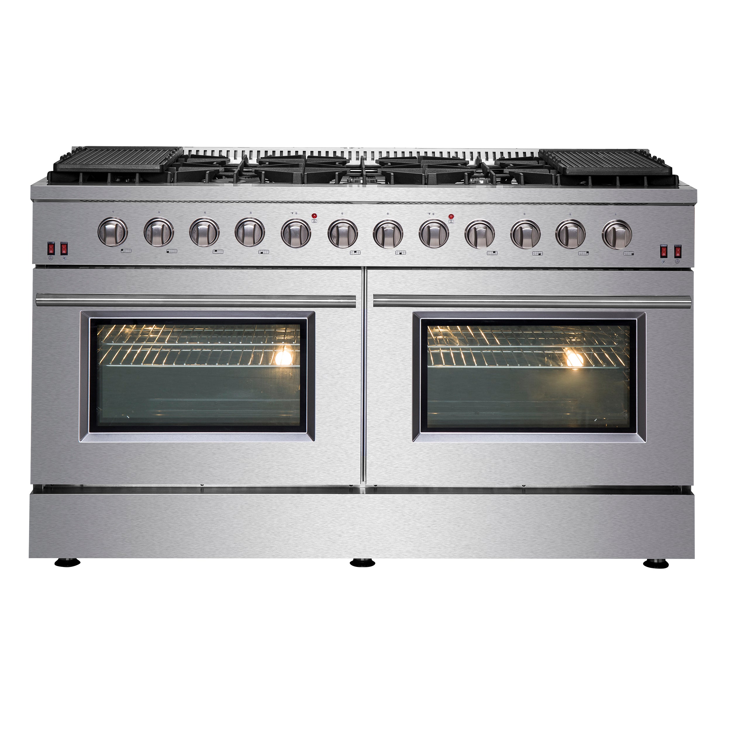 Forno Galiano 60-Inch Freestanding Gas Range, 10 Burners, Double Ovens