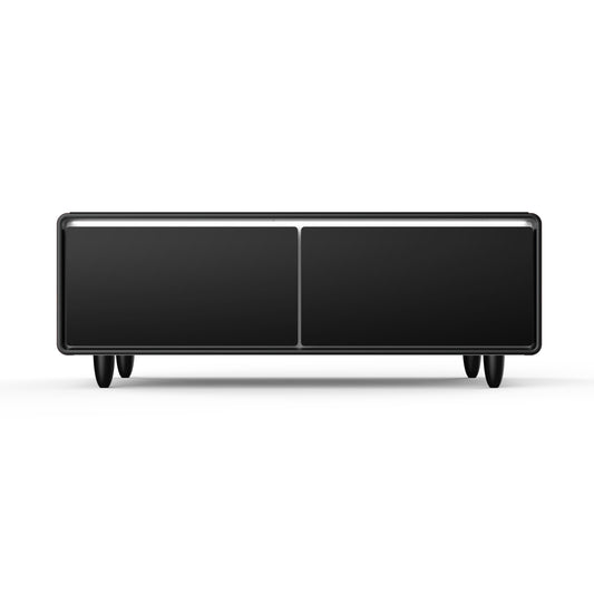 Forno Evoluto Tavolo 51-Inch Smart Coffee Table with Wood-Accent Sides – Dual Cooling Zones, Wireless Charging Pad & Built-In Bluetooth Speakers