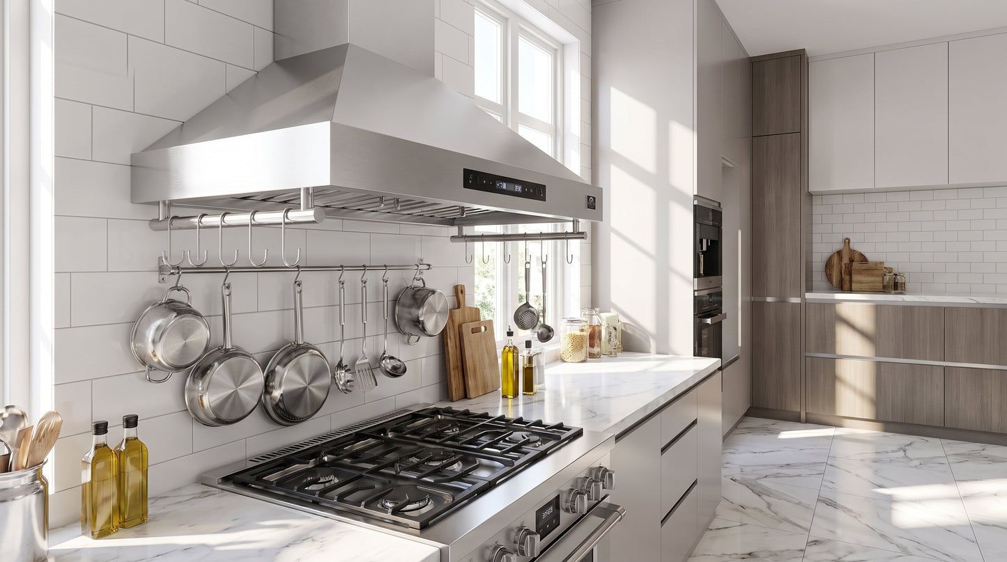Forno Venezia 36 Inch Wall-Mounted Range Hood with Touch Controls and Baffle Filters