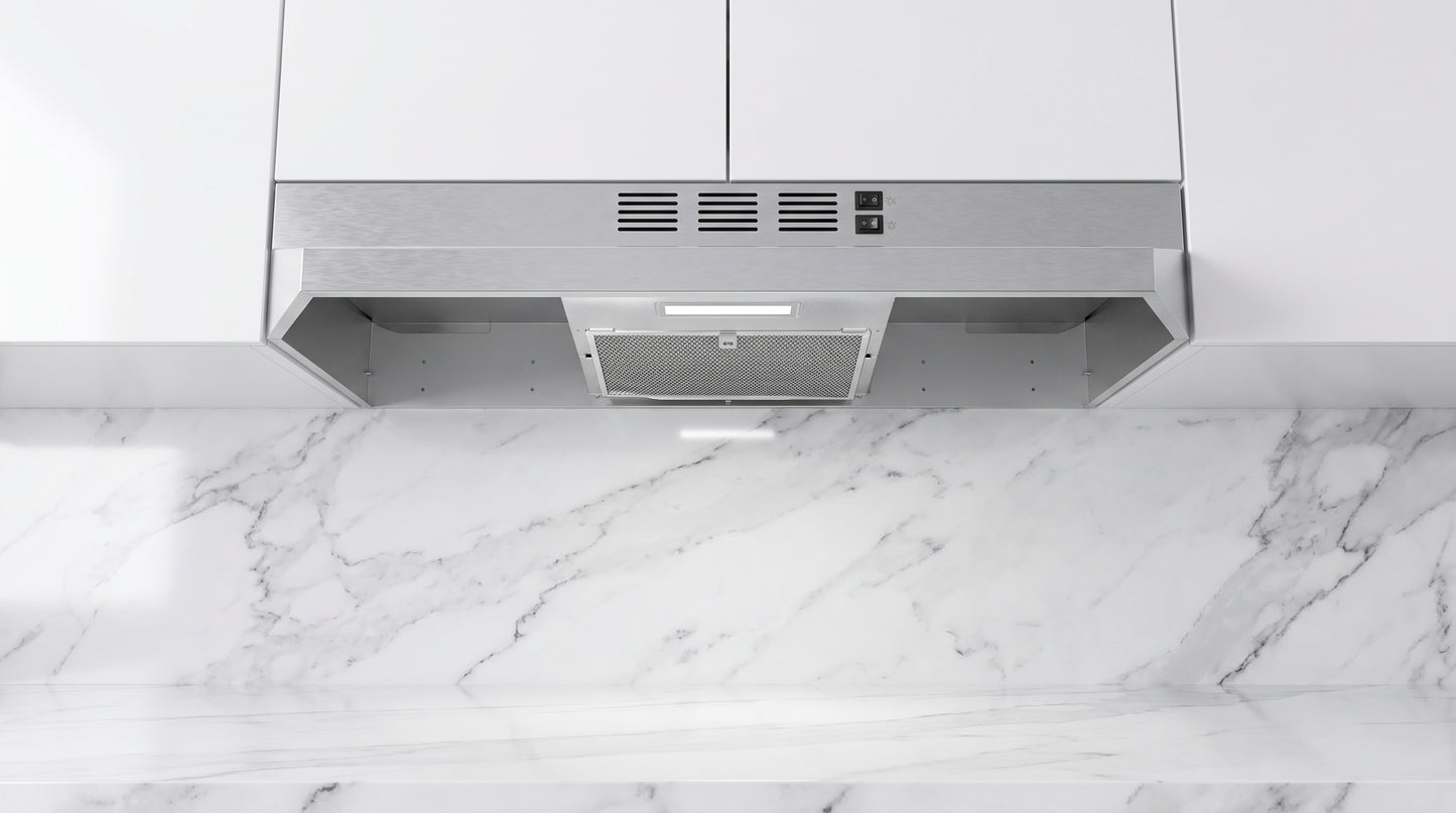 Forno Cappa 30-Inch Under Cabinet Range Hood, Stainless Steel, 200 CFM, Convertible, LED Lighting