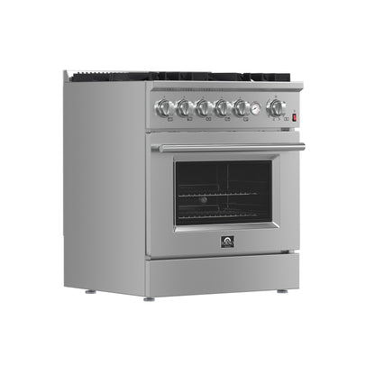 FORNO Giovanni 30-inch Gas Range Stainless Steel, 5 Burners 67,000 BTU, 4.32 cu.ft. Convection Oven