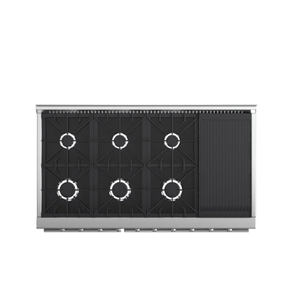 FORNO Premium 2-Piece Kitchen Bundle - Galiano 48" Stainless Steel Gas Range, Forno Maderno 2-28 " Wide Units with Decorative Trim - FBDL-018-03CAUS