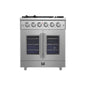 Forno Massimo 30-Inch Freestanding French Door Gas Range, 4 Burners, Convection Oven, Energy Efficient