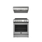 FORNO Premium 2-Piece Kitchen Bundle - Leonardo Espresso 30" Stainless Steel Range, 30" Stainless Steel Range Hood - FBDL-002-01US