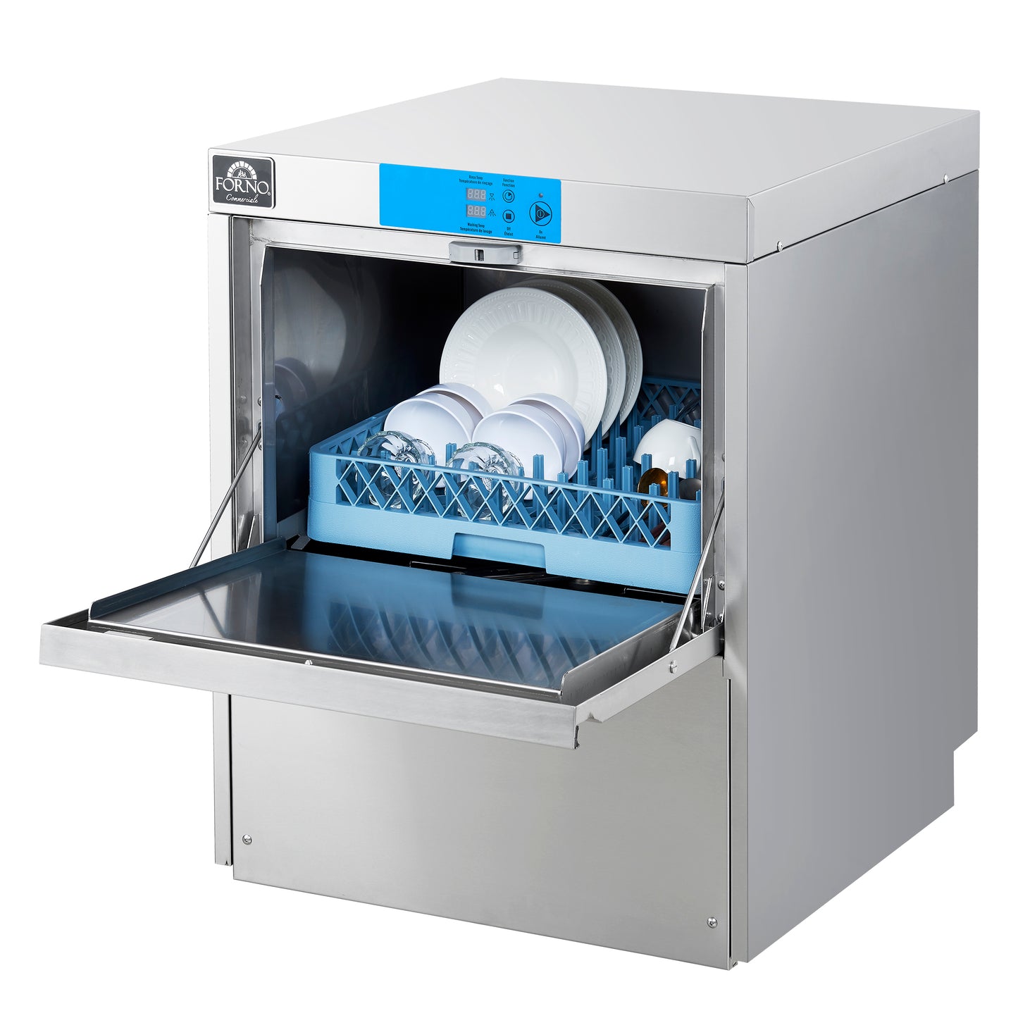 Forno Commerciale 24-Inch Commercial Undercounter Dishwasher, 1-Phase/3-Phase Compatible