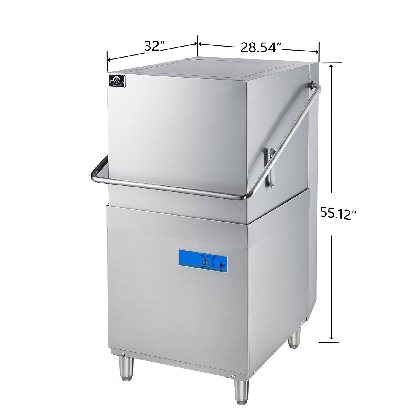 Forno Commerciale 31-Inch Commercial Hood Dishwasher, 1-Phase/3-Phase Compatible