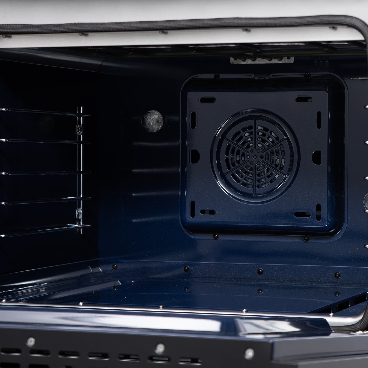 Massimo 30 Inch Dual Fuel Range in Black with Air Fryer Basket, True Convection Oven, Matte Cast Iron Grates, and Antique Brass Handles