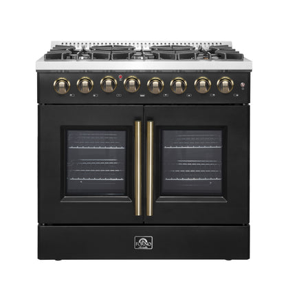 Forno Galiano 36-inch Freestanding French Door Dual Fuel Range Black