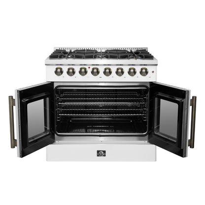Forno Galiano 36-inch Freestanding French Door Dual Fuel Range White