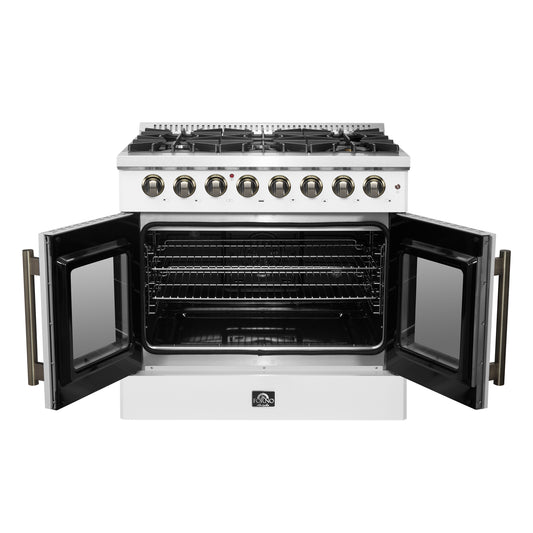 Forno Galiano 36-inch Freestanding French Door Dual Fuel Range White