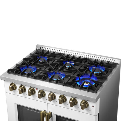 Forno Galiano 36-inch Freestanding French Door Dual Fuel Range White
