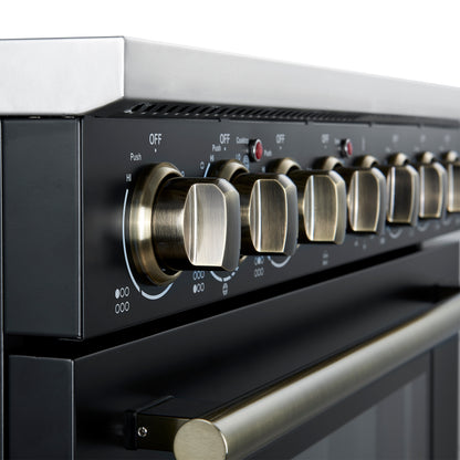 Forno Paolo 36 Inch Black Freestanding Electric Range, Stainless Steel, 5.44 cu.ft, True Convection Oven, Energy Efficient