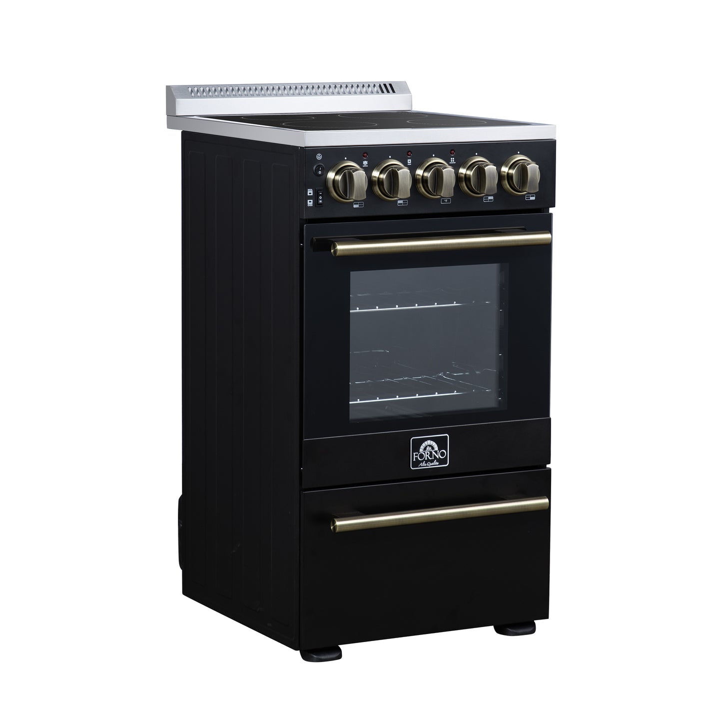 Forno Pallerano 20 Inch Freestanding Electric Range in Black, Canada Version, Plug and Cord Included