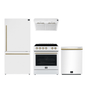 FORNO Premium 4-Piece Kitchen Bundle - Leonardo Espresso 30" White Range, 30" White Range Hood, 31" White Bottom Freezer Refrigerator, 24" White Built-In Dishwasher - FBDL-006-03CA