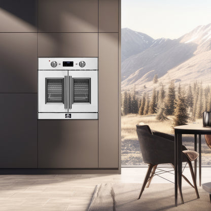 Forno Gallico 30-Inch Electric French Door Wall Oven, Stainless Steel, True Convection, Air Fry, Self-Cleaning