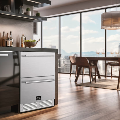 Forno Cosenza 24" Built-In Drawer Freezer with Ice Maker, 4.69 cu.ft.