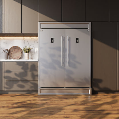 Forno Fortezza 60 Inch Convertible Refrigerator/Freezer with Modern Trim Kit, Stainless Steel, Total No Frost, with Automatic Ice Maker