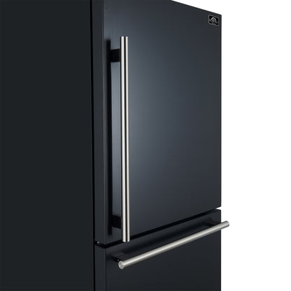 Forno Milano Espresso 31-Inch Bottom Freezer Refrigerator, Black, 17.2 cu.ft Capacity, Energy Efficient
