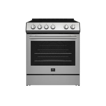 FORNO Premium 2-Piece Kitchen Bundle - Leonardo Espresso 30" Stainless Steel Range, 31" Stainless Steel Bottom Freezer Refrigerator - FBDL-003-01US