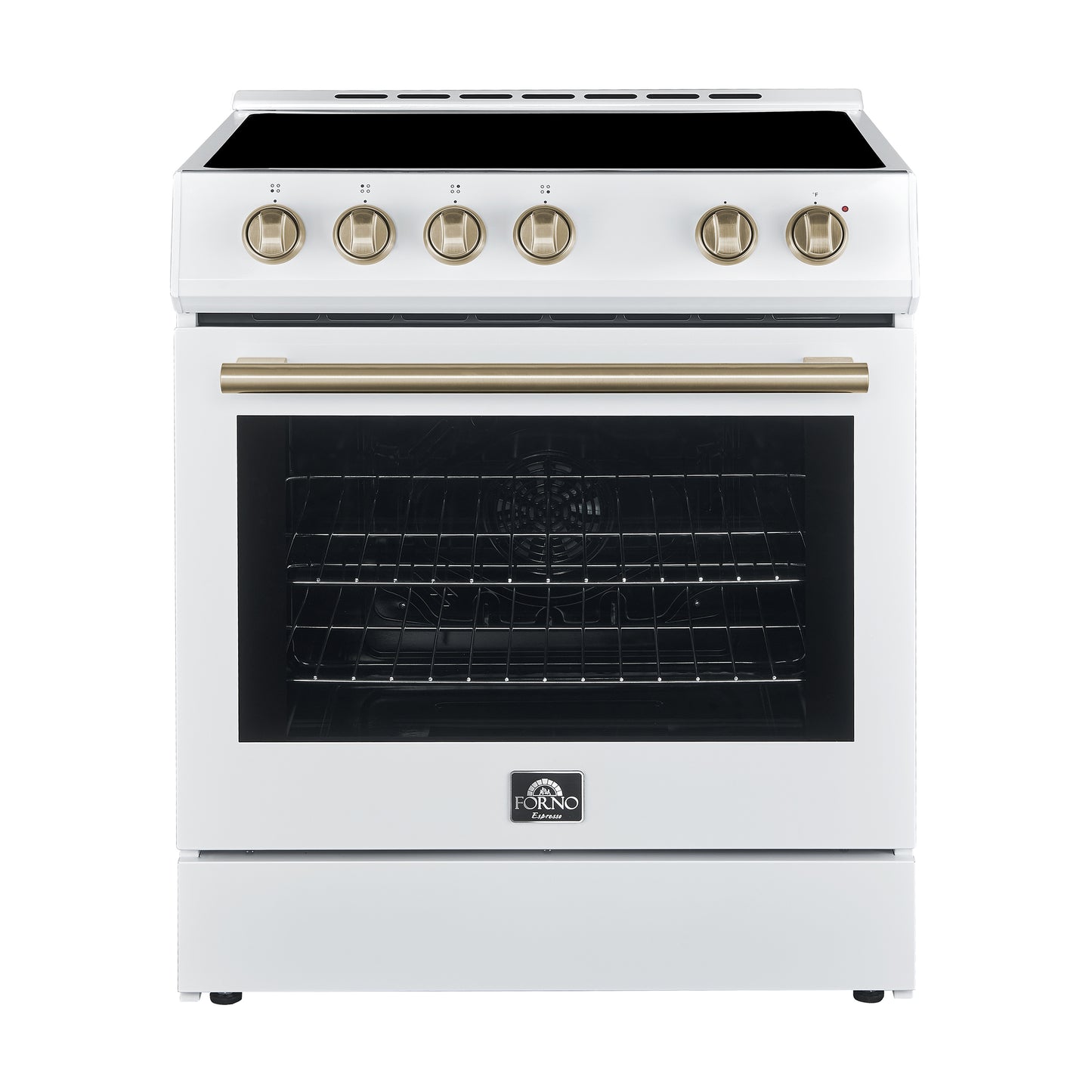 FORNO Premium 3-Piece Kitchen Bundle - Leonardo Espresso 30" White Range, 31" White Bottom Freezer Refrigerator, 24" White Built-In Dishwasher - FBDL-007-03US