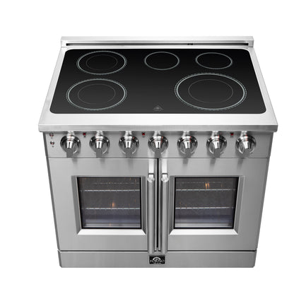Forno Massimo 36-Inch Freestanding French Door Electric Range, True Convection Oven