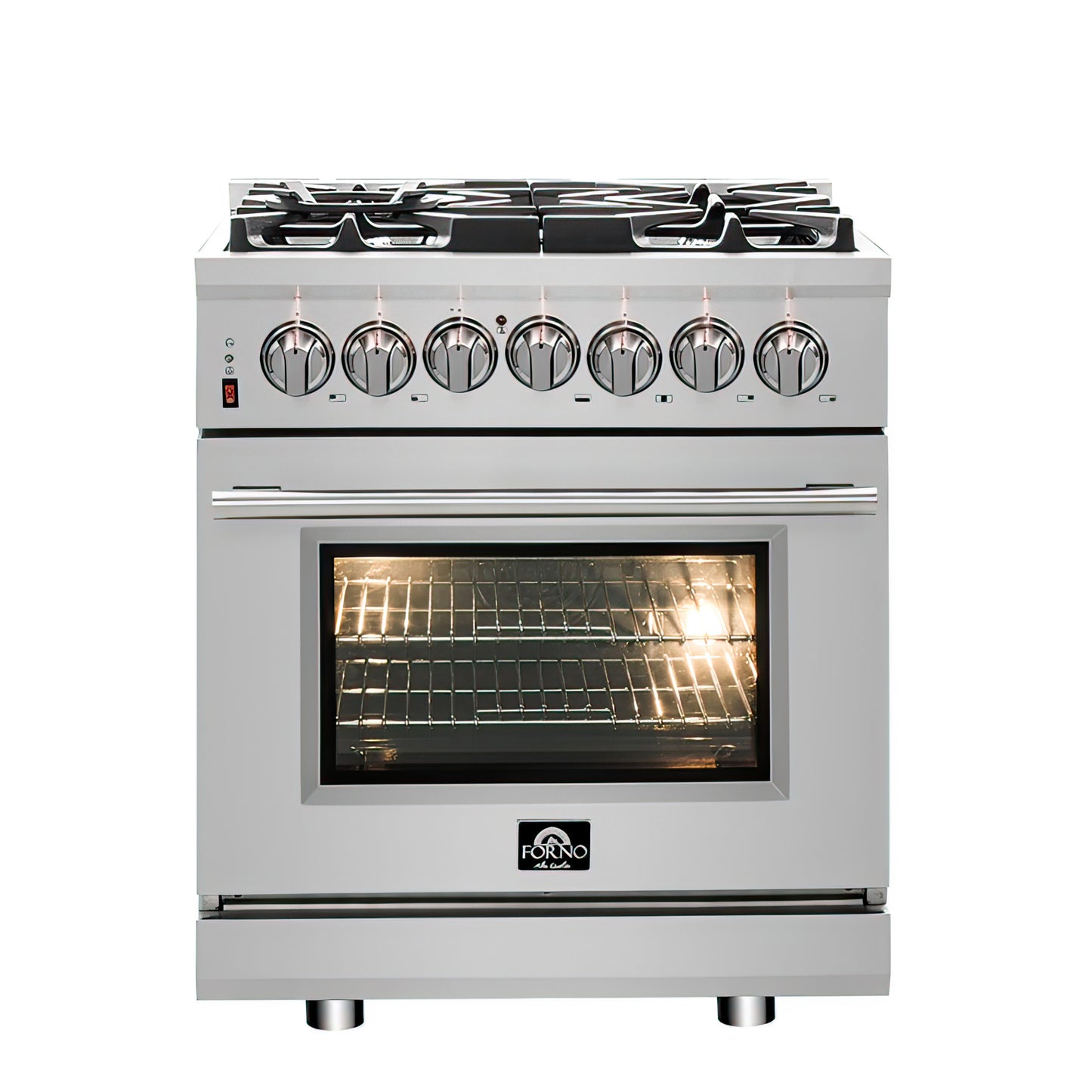 Massimo 30-inch Dual Fuel Range All Stainless Steel with 5 Sealed Burners 68,000BTU, Wok Support & Griddle, 4.32 cu.ft. True Convection Oven With Air Fryer