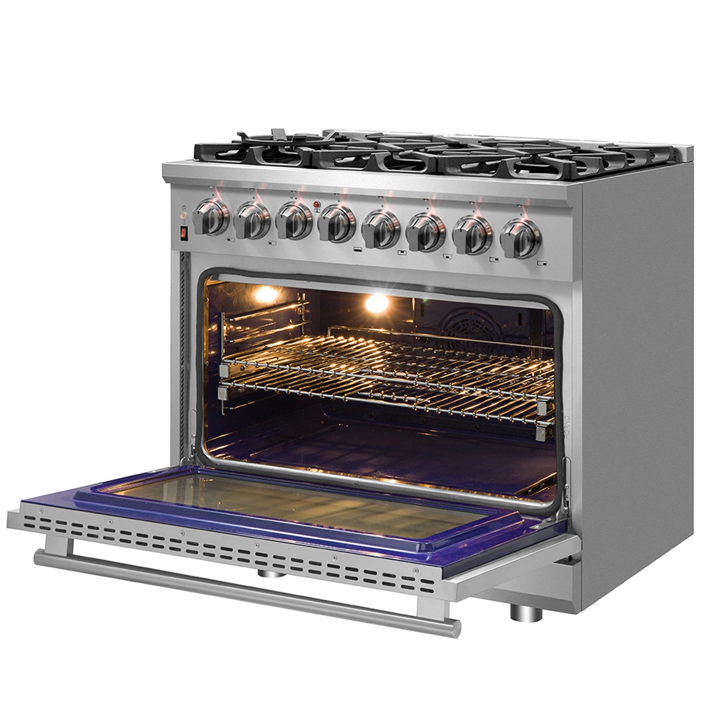 Massimo 36-inch Dual Fuel Range All Stainless Steel with 6 Sealed Burners 83,000 BTU,Wok Support & Griddle, 5.36 cu.ft. True Convection Oven with Air Fryer