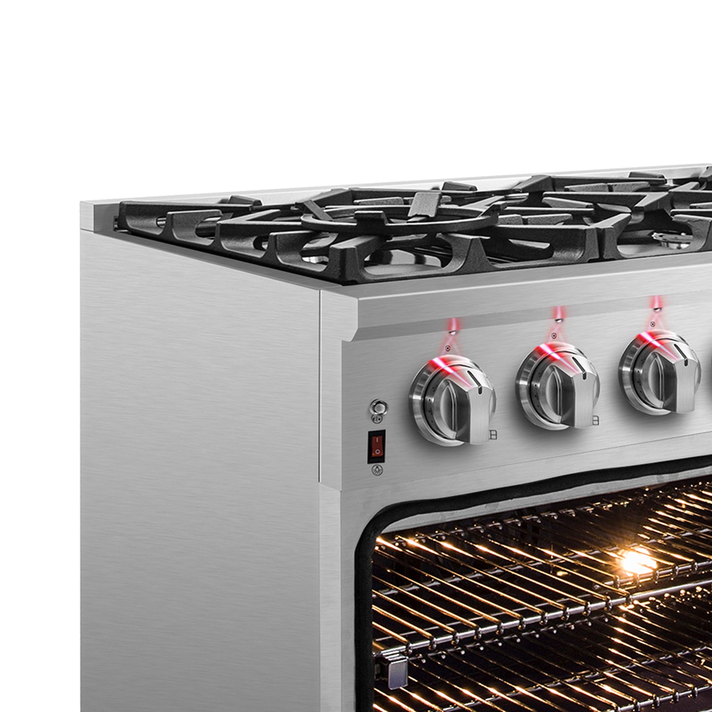 Massimo 36-inch Dual Fuel Range All Stainless Steel with 6 Sealed Burners 83,000 BTU,Wok Support & Griddle, 5.36 cu.ft. True Convection Oven with Air Fryer