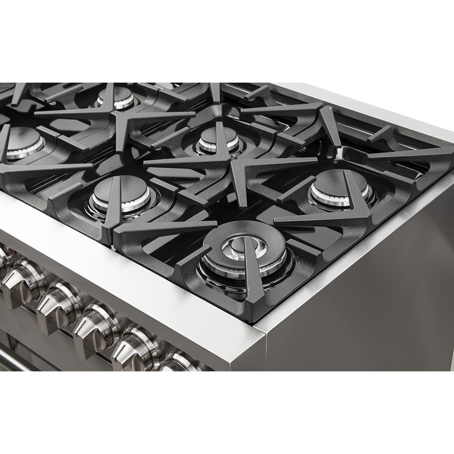 Massimo 48-inch Dual Fuel Range All Stainless Steel with 8 Sealed Burners 107,000BTU , Wok Support & Two Griddles, 6.58 cu.ft. Double Ovens with Air Fryer