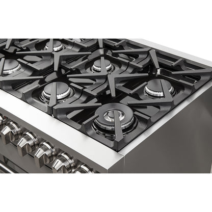 Massimo 48-inch Dual Fuel Range All Stainless Steel with 8 Sealed Burners 107,000BTU , Wok Support & Two Griddles, 6.58 cu.ft. Double Ovens with Air Fryer