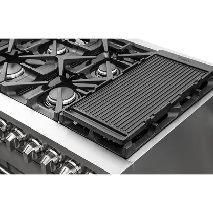 Massimo 48-inch Dual Fuel Range All Stainless Steel with 8 Sealed Burners 107,000BTU , Wok Support & Two Griddles, 6.58 cu.ft. Double Ovens with Air Fryer