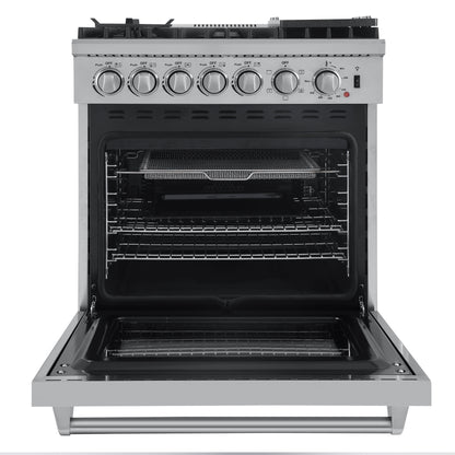 Forno Lazio 30-Inch Freestanding Dual Fuel Range, 5 Burners, True Convection Oven