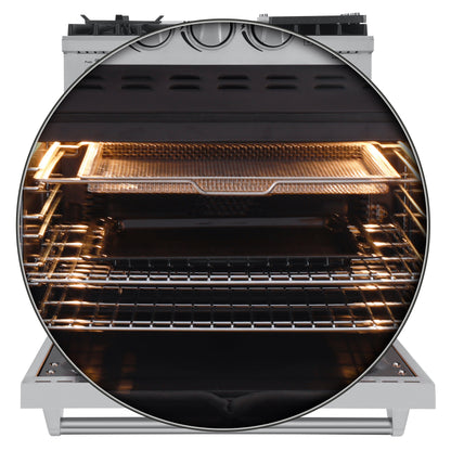 Forno Lazio 30-Inch Freestanding Dual Fuel Range, 5 Burners, True Convection Oven