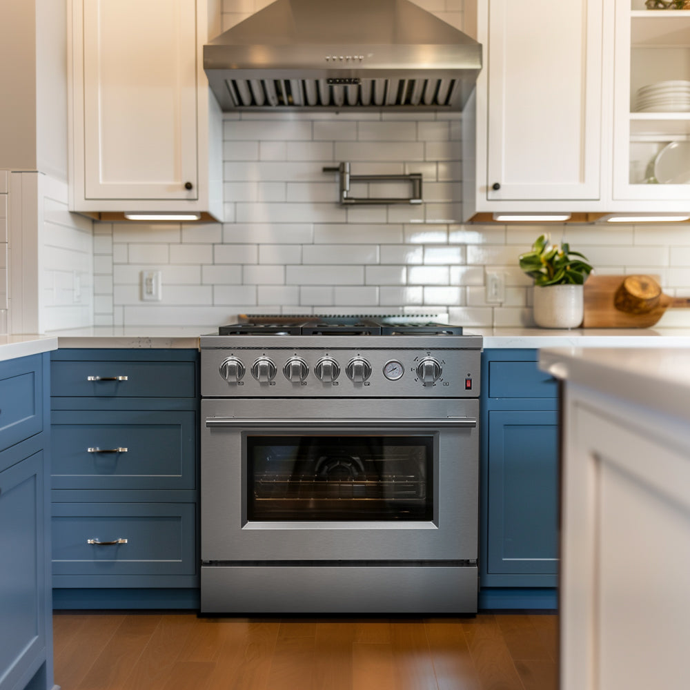 FORNO Premium 3-Piece Kitchen Bundle - 30" Gas Range, Bottom Freezer Refrigerator, Built-In Dishwasher, Stainless Steel - FBDL-012-01CAUS