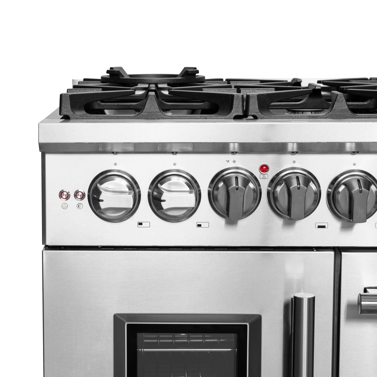 Massimo 48-inch Dual Fuel Range All Stainless Steel with 8 Sealed Burners 107,000BTU , Wok Support, Air Fryer kit & Griddle, 6.58 cu.ft. Double Ovens