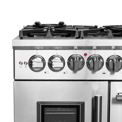 Massimo 48-inch Dual Fuel Range All Stainless Steel with 8 Sealed Burners 107,000BTU , Wok Support, Air Fryer kit & Griddle, 6.58 cu.ft. Double Ovens