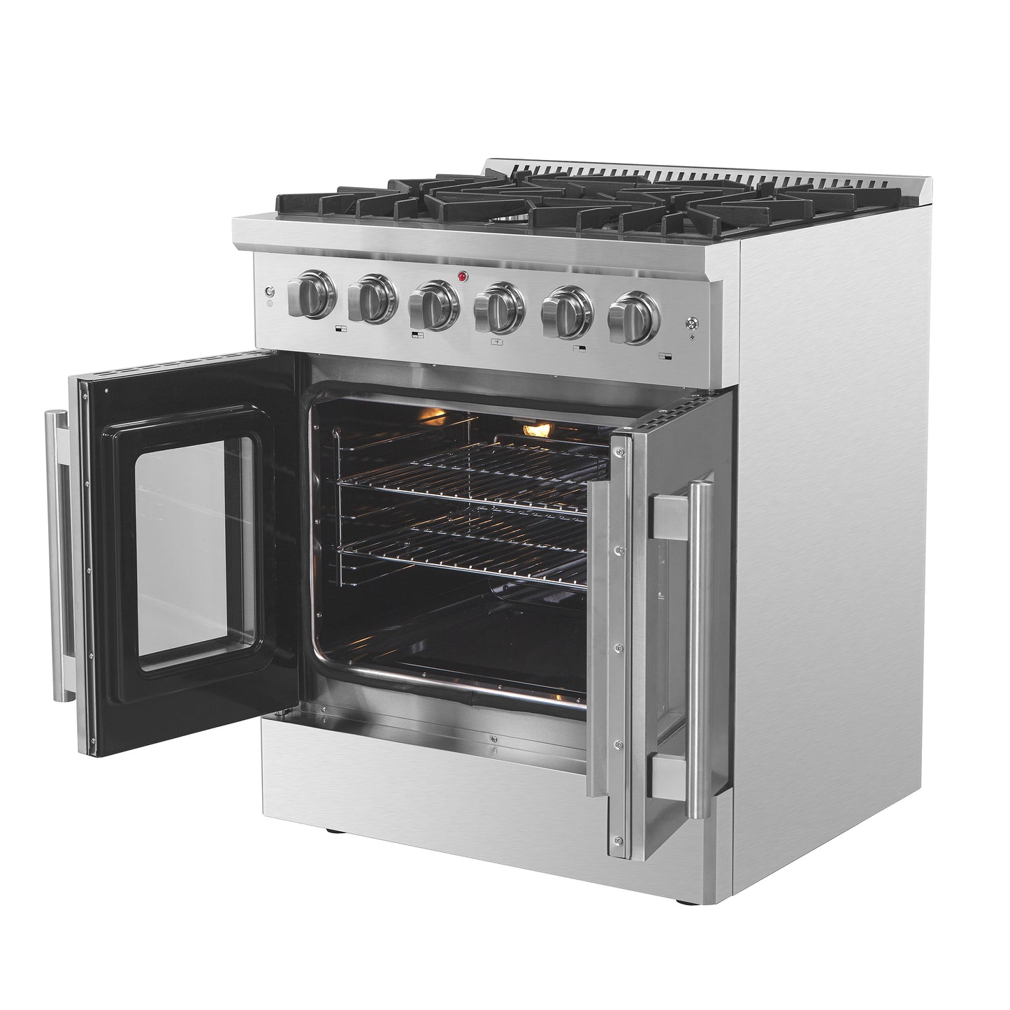 Forno Galiano 30-Inch Freestanding French Door Gas Range, 5 Burners, Convection Oven, Energy Efficient