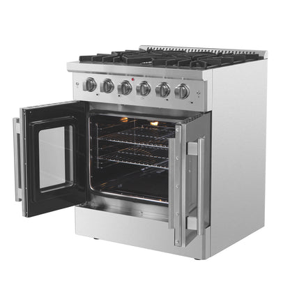 Forno Galiano 30-Inch Freestanding French Door Gas Range, 5 Burners, Convection Oven, Energy Efficient