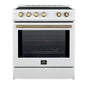 Forno Leonardo Espresso 30-Inch Slide-In White Induction Range, Convection Oven, 5 Cooking Zones, Touch Control Panel