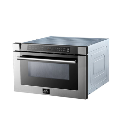 Forno Capoliveri 24-Inch Microwave Drawer, Stainless Steel, 1.2 cu.ft, 900 Watts, Built-In, Touch Control LCD Display, Auto-Touch Open/Close, 11 Power Levels, Sensor Cooking