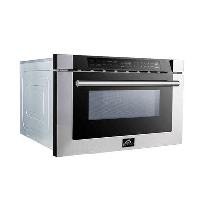 Forno Capoliveri 24-Inch Microwave Drawer, Stainless Steel, 1.2 cu.ft, 900 Watts, Built-In, Touch Control LCD Display, Auto-Touch Open/Close, 11 Power Levels, Sensor Cooking