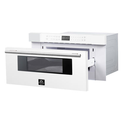 Forno Capoliveri Espresso 30-Inch Microwave Drawer, White, 1.2 cu.ft, 900 Watts, Built-In, Touch Control LCD Display, Auto-Touch Open/Close, 11 Power Levels, Sensor Cooking