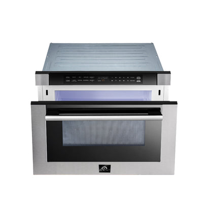 Forno Capoliveri 24-Inch Microwave Drawer, Stainless Steel, 1.2 cu.ft, 900 Watts, Built-In, Touch Control LCD Display, Auto-Touch Open/Close, 11 Power Levels, Sensor Cooking