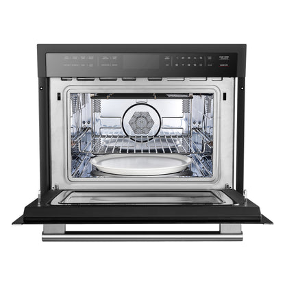 Forno Oliena Espresso Black 24-Inch Built-In Microwave and Convection Oven Combo, 1.6 cu.ft, 1750W Convection, 1000W Microwave, Stainless Steel Interior, Glass Touch Controls, Sensor Cooking