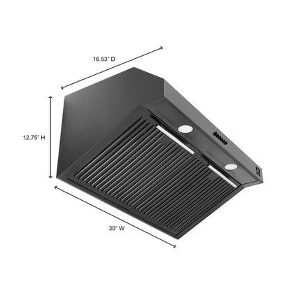 Forno Bari Espresso 30-Inch Under Cabinet Range Hood, Black, 400 CFM, LED Lighting, Dishwasher-Safe Baffle Filters, 3-Speed Fan Control
