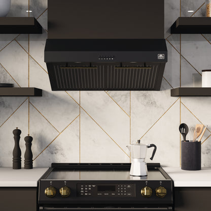 Forno Bari Espresso 30-Inch Under Cabinet Range Hood, Black, 400 CFM, LED Lighting, Dishwasher-Safe Baffle Filters, 3-Speed Fan Control