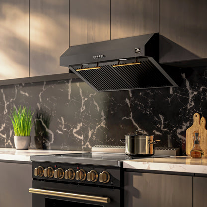 Forno Bari Espresso 30-Inch Under Cabinet Range Hood, Black, 400 CFM, LED Lighting, Dishwasher-Safe Baffle Filters, 3-Speed Fan Control