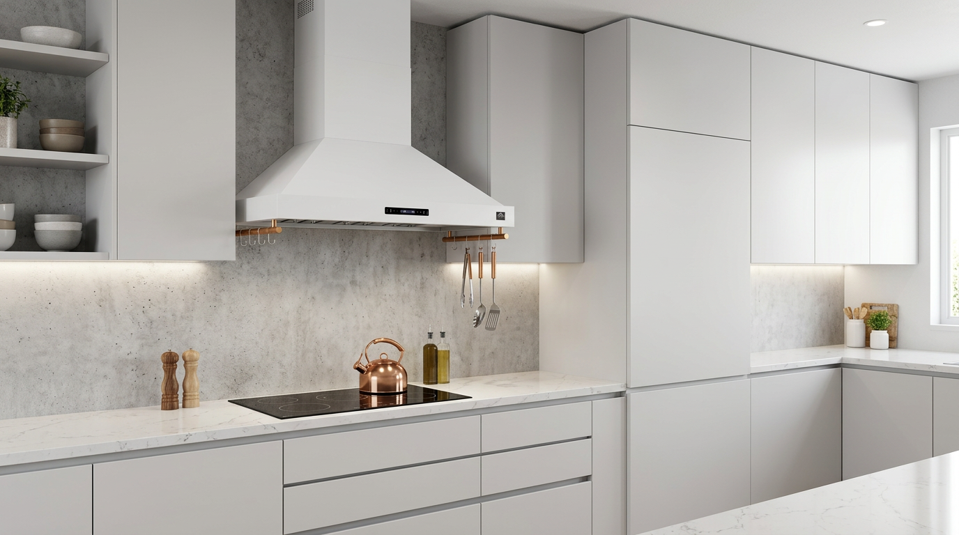 Forno Venezia 30 Inch Wall-Mounted Range Hood in White with Touch Controls and Baffle Filters