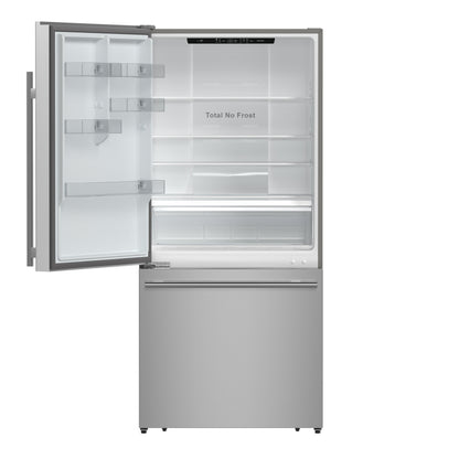 Forno Milano Espresso 31-Inch Stainless Steel Bottom Freezer Refrigerator, 17.2 cu.ft., Built-In Ice Maker, ENERGY STAR